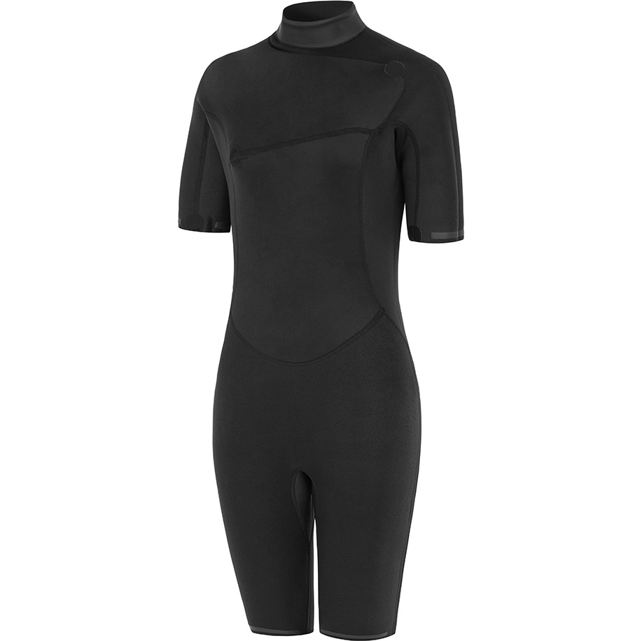 2025 Nyord Frauen Tempus 2/2mm Brustreißverschluss Shorty Neoprenanzug N04BA00014 - Black
